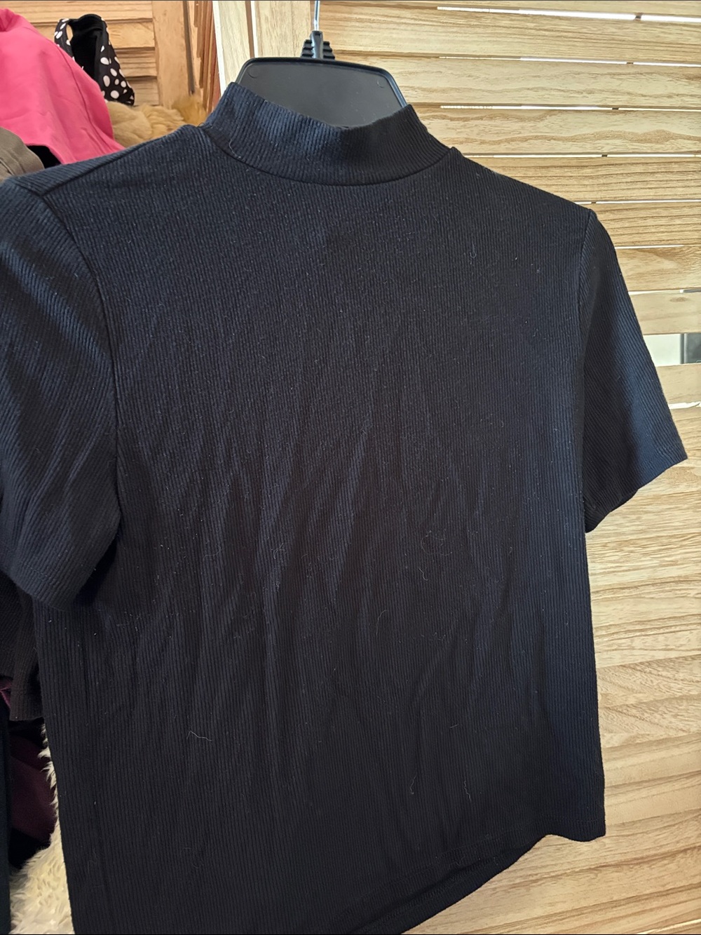 Streetwear Society Black Ribbed Short-Sleeve Mock Neck Tee Medium